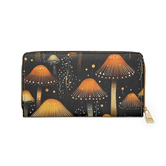 Witchy Fungi Zipper Wallet | Dark Forest Design | Witch-Themed, Mushrooms - Picture 5 of 6
